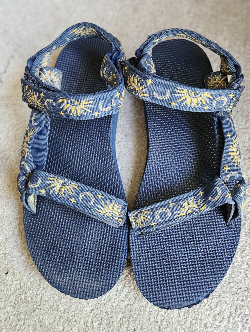 Teva Womens Original Universal Sandals Navy Celestial Sun Moon Star Size 10